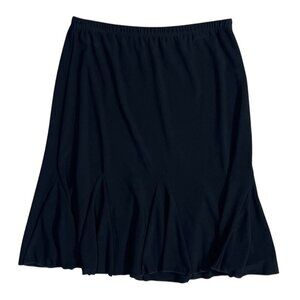 Susan Lawrence Stretch Knit Skirt Size S Small Black Dart Hem Pull-on